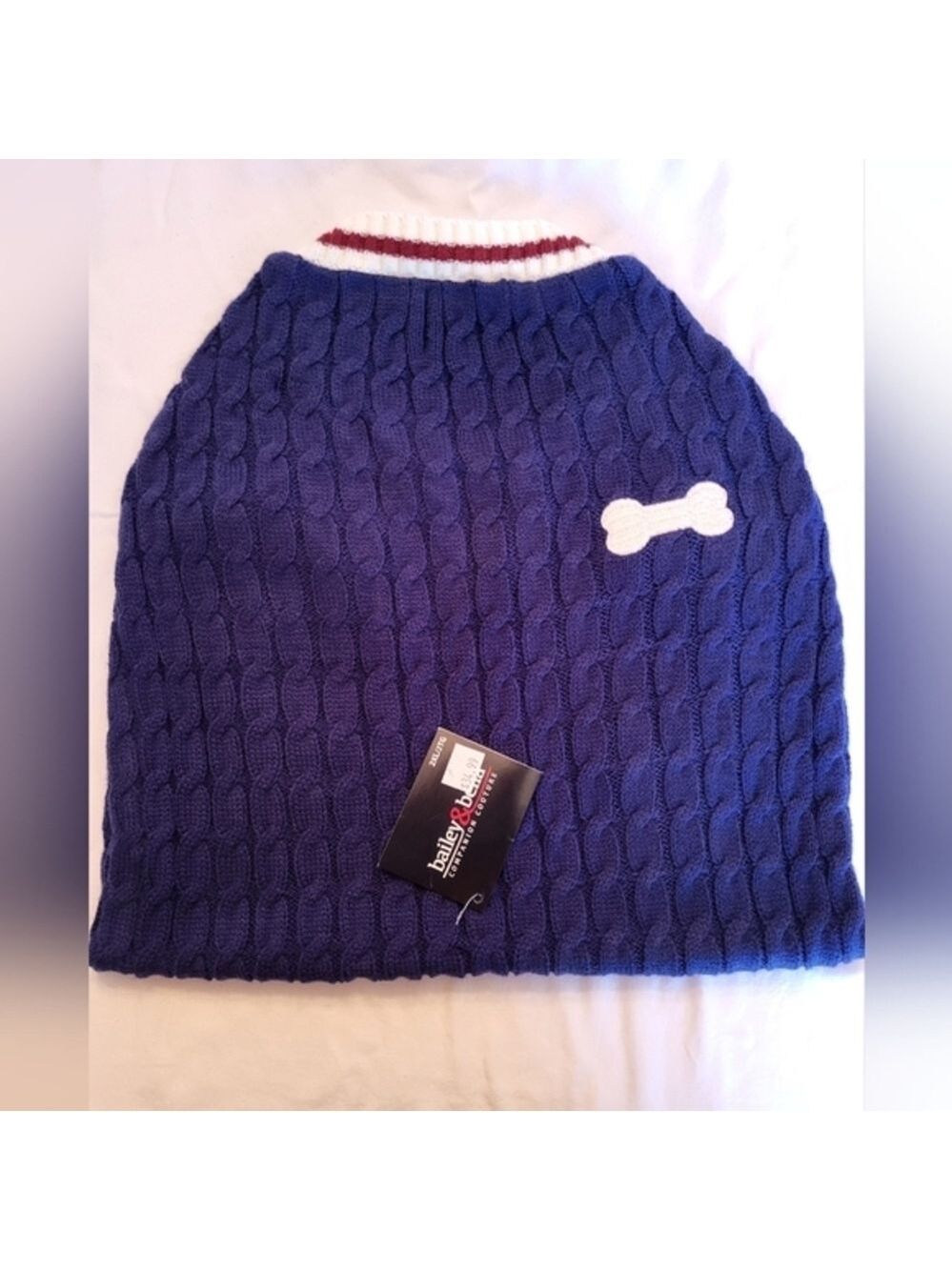 NWT Blue Cable-Knit Dog Sweater with Bone Accent Assorted Sizes